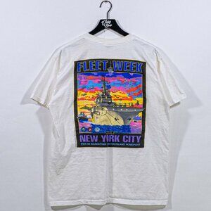 New York City Fleet Week Navy T-Shirt Manhattan 2006 Large Y2K Distressed